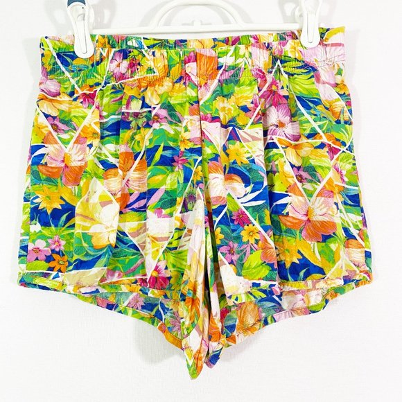 Decree Bright Floral Tropical Pattern Mini Shorts - Picture 1 of 7